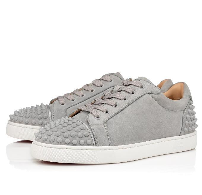 

Shoes Louboutin CL Christian Cheap Wholesale -- Low Top Junior Spikes Men's Red Bottom Sneakers Elegant Designer Casual fGD, Blue
