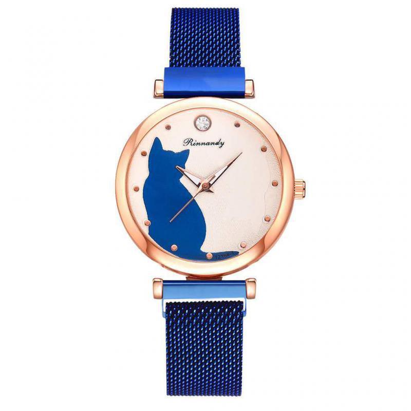 

Luxury Women Watch Cartoon Cat Fashion Quartz Watch Girls Wristwatch Women Stainless Steel Watches Cute Clock Relogio Feminino, Slivery;brown