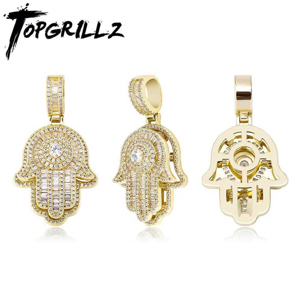 

TOPGRILLZ 2020 New Hand Pendant Necklace With 4MM Tennis Chain High Quality Micro Pave Iced Out Cubic Zirconia Hip Hop Jewelry X0707