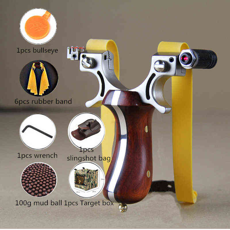 

New Outdoor Adult Boutique Flat Rubber Band Catapult Slingshot Stainless Steel New Laser Competitive Hunting Launch Slingshot W220307