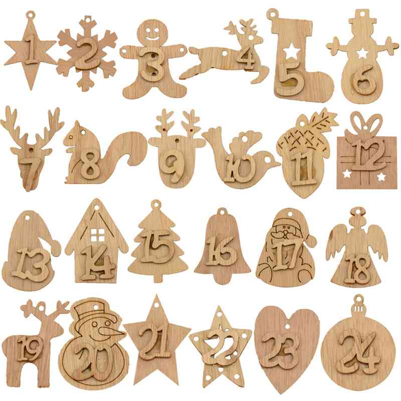 

Creative Christmas 1-24 digital label countdown gifts wooden decorations crafts