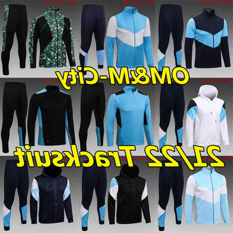 

21/22 Om Survetement Soccer Tracksuits Uisance Guendouzi Benedetto Kamara Payet City De Bruyne Sterling Foden Mahrez Training Suit Jogging, City c733# 21-22