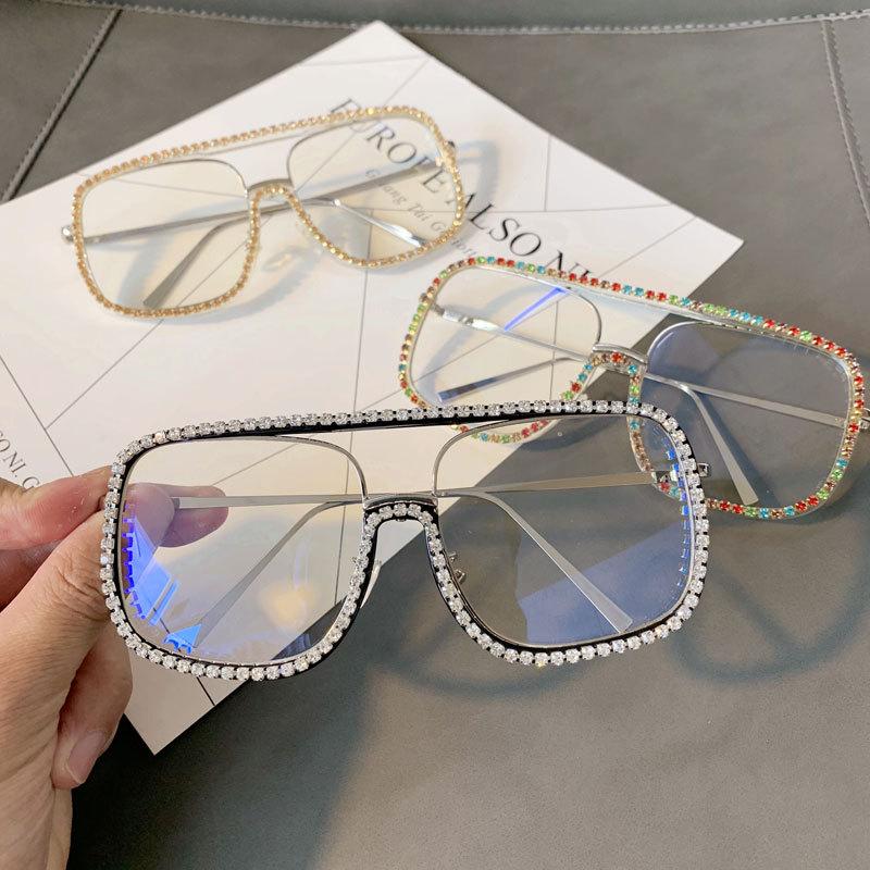 

Sunglasses Fashion Transparent Square Metal Frame Women Overize Glasses Men Eyeglasses Vintage Clear Lens Shades