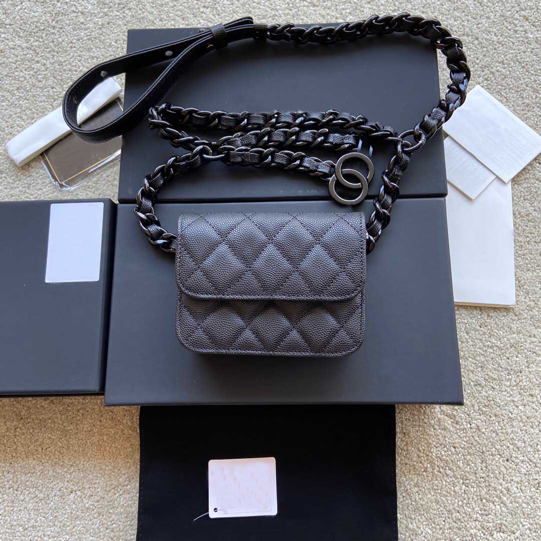 

Designer new change card bag Lingge magnetic buckle small handbag wallet A81088, Black