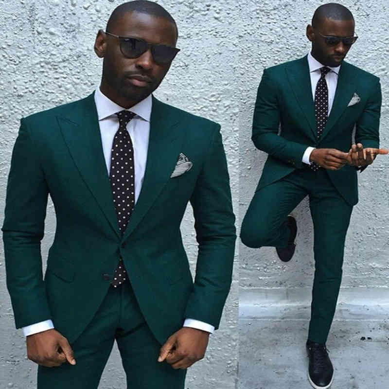 

Men's Suits & Blazers Latest Coat Pant Designs Tuxedos Groom Suit Dark Green Color Best Man Slim Fit Wedding For Men (Jacket + Pan, Silver