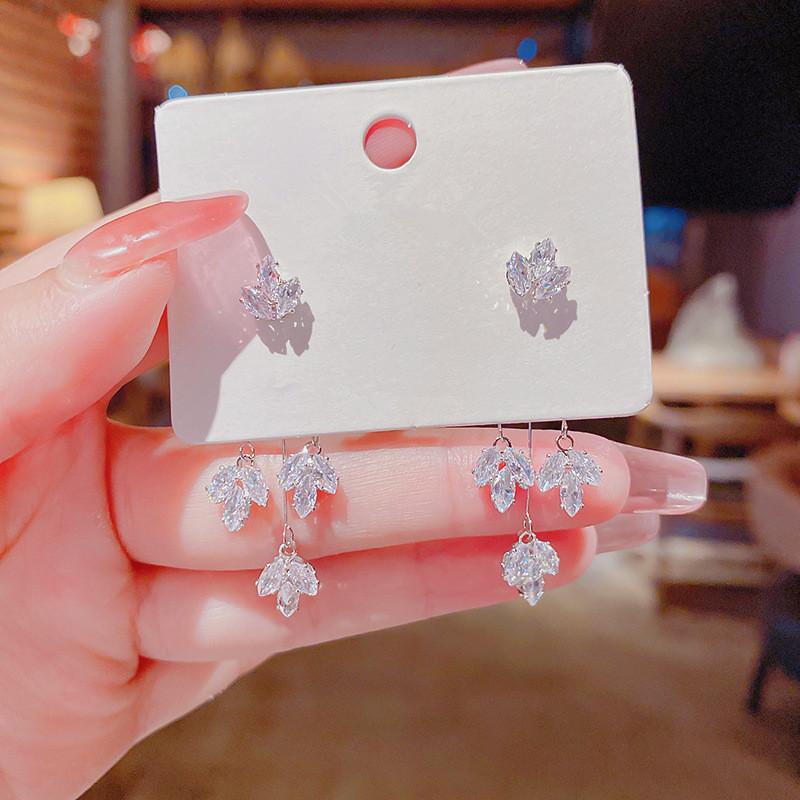 

Dangle & Chandelier Fashion Gold Electroplated Shinning Zircon Tasesl Long Earings Micro Pave Front And Back Jewelry Wholesale