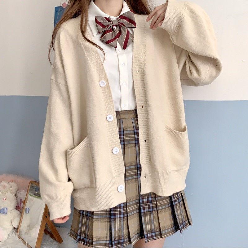 

Women's Knits & Tees Cardigan Women Sweaters Solid Harajuku Loose Student Preppy Style Girl Cute Knitwear Korean Fashion Winter Cardigans, White