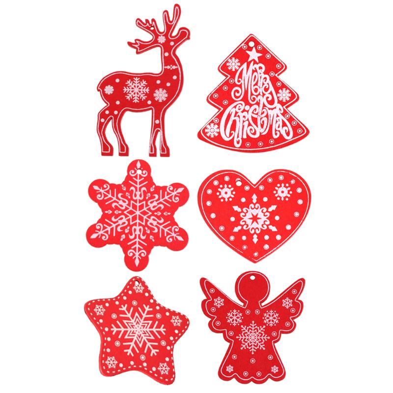 

Christmas Decorations 6Pcs Wooden Pendant Lovely Heart Shape Hanging Decor Party Supplies