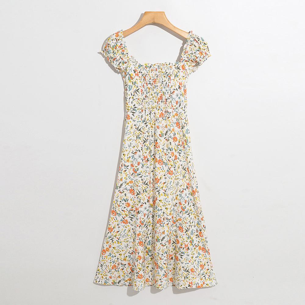 

20212021 summer vintage party dress v-neck elegant dress beach female floral print mid dresses vestidos, Black;gray