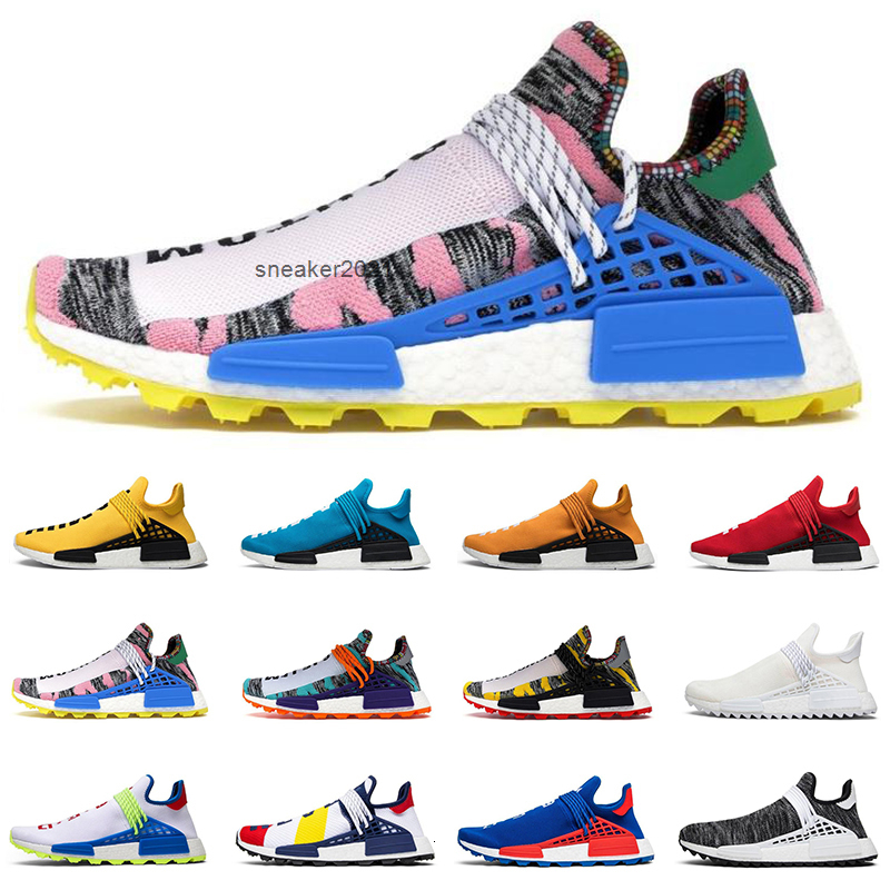 

Hot hu Pharrell Williams human race men women running shoes Nerd black blue Yellow Pale nude mens trainer fashion sports sneakers, 1 nerd black