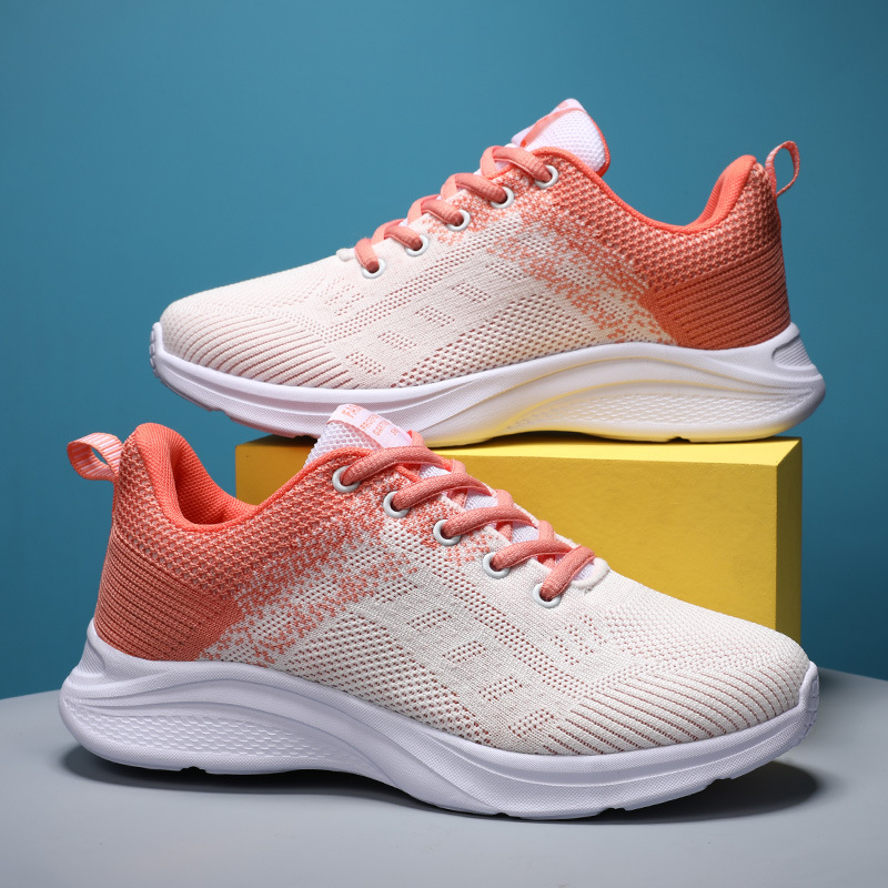 

Women fitness shoes large size colorful sneakers lace up breathable mesh footwears autumn spring, Black fuchsia
