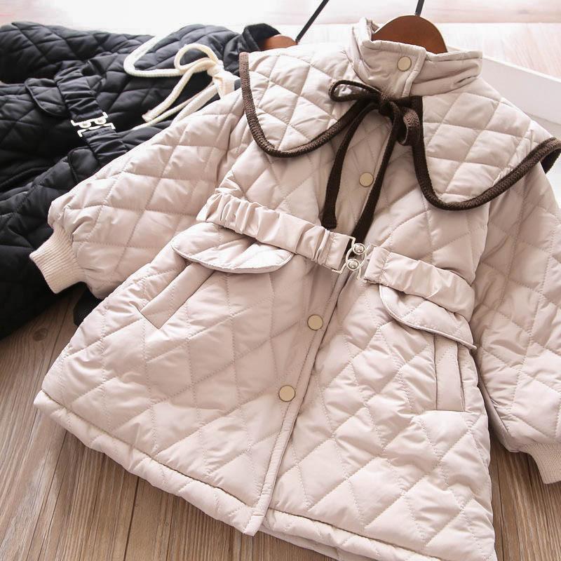 

Jackets Lapel Quilted Plush Girls' Coat Children's Clothing Wholesale, Blue;gray