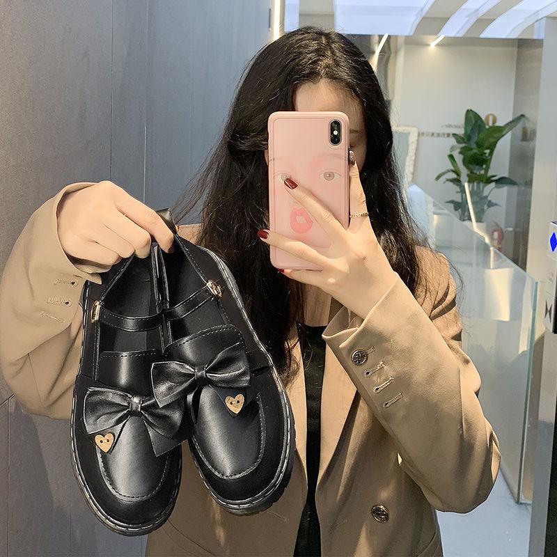 

Dress Shoes 2022 JK Uniforms Leather Cute Lolita Japanese Style Mary Jane Vintage Girls High Heel College Student Shoe, Black