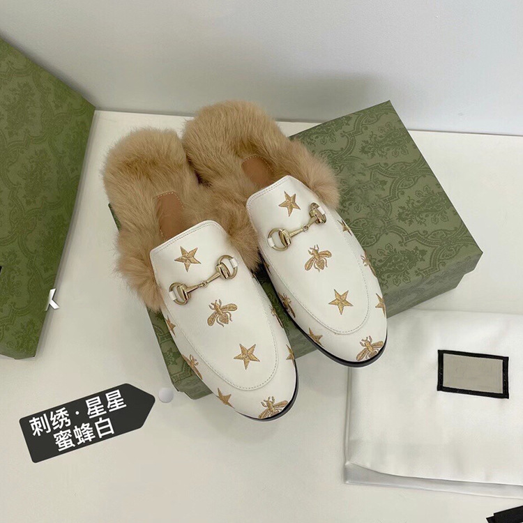 

Fur Wool Women Slippers Mens Loafers Genuine Leather Cowhide Sandals Slide Espadrilles Loafer Casual Shoes Metal Flip Flops Lace Velvet Lazy, Black