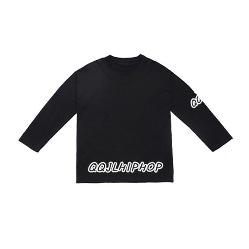 

Stage Wear Kid Cool Hip Hop Clothing Black Long Sleeve T Shirt Top For Girls Boys Jazz Dance Costume Dancing Clothes