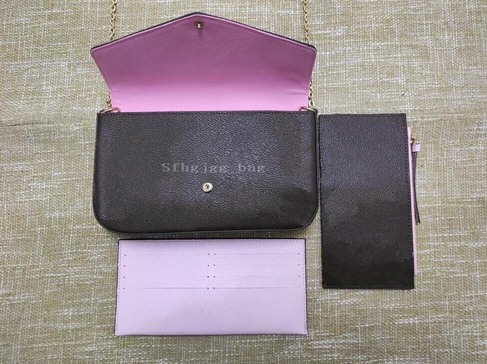 

3pcs/set women Shoulder bag Handbags Lady Chain Crossbody bags 8color Card holder wallet Purse multi pochette accessories, White plaid