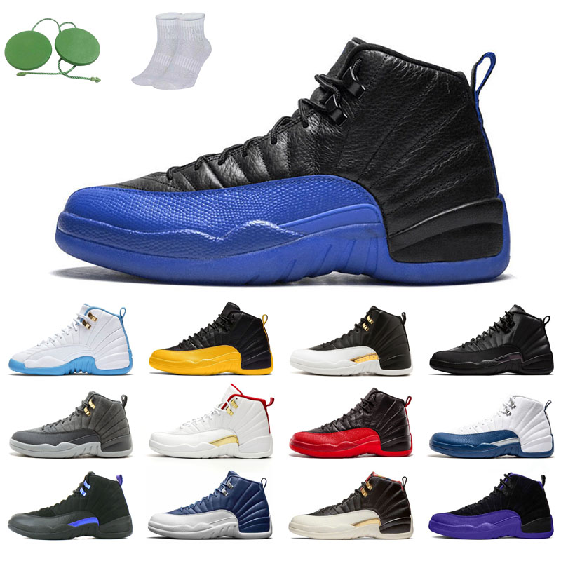 

12s man basketball shoes winterized wings University Gold Blue the master taxi reverse flu game o-black Michigan gym red french FIBA Dark grey concord CNY stone, Black purple