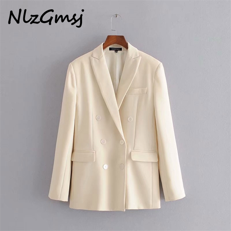 

women solid blazer double breasted female long sleeve elegant jacket ladies business formal suits 210628, As picture