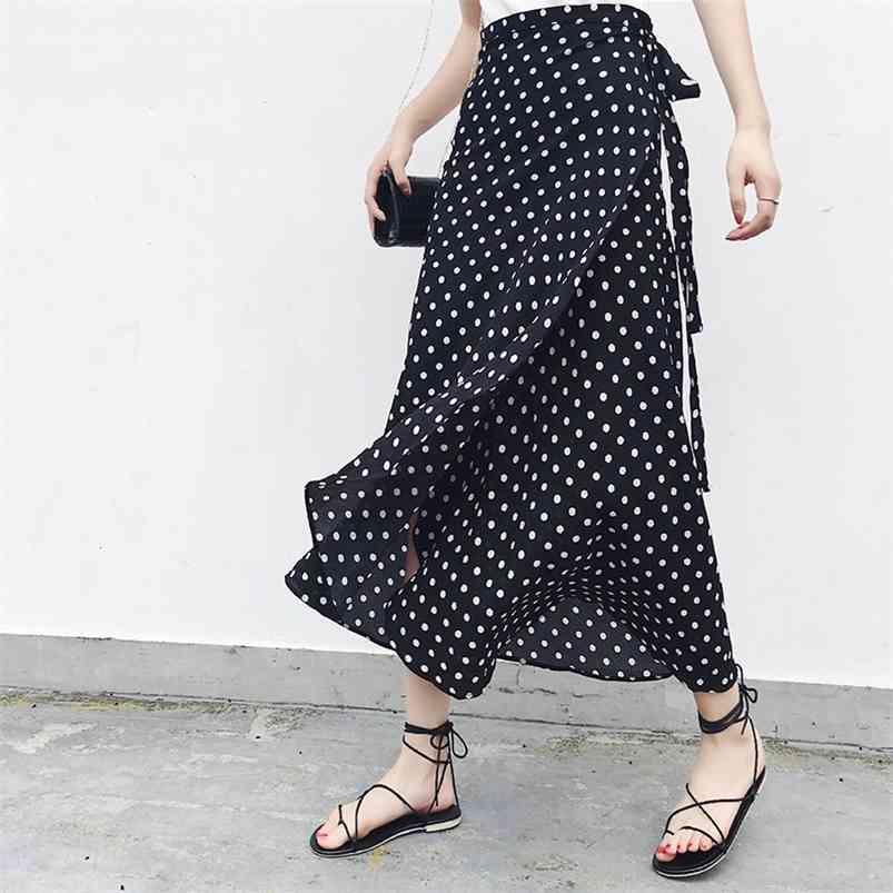 

Bohemian High Waist Floral Print Summer Skirts Boho Asymmetrical Chiffon Skirt Maxi Long Skirts For Women 210721, 28