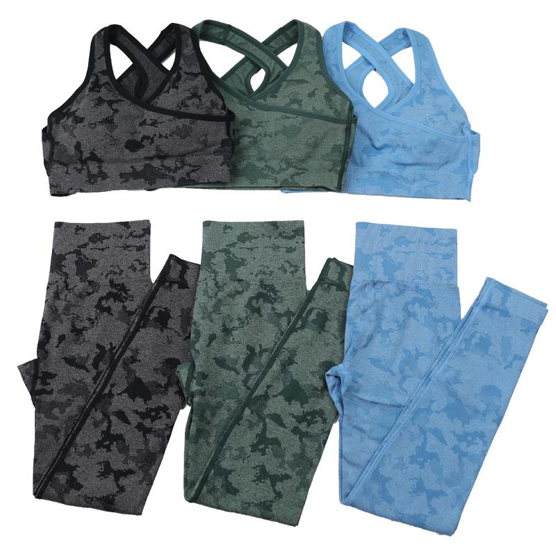 Yoga Outfit Camo Seamless Women Sport Suit 2 Piece Gym High Waist Leggings And Padded Sports Bra Set Female Workout Clothes-image-704845959