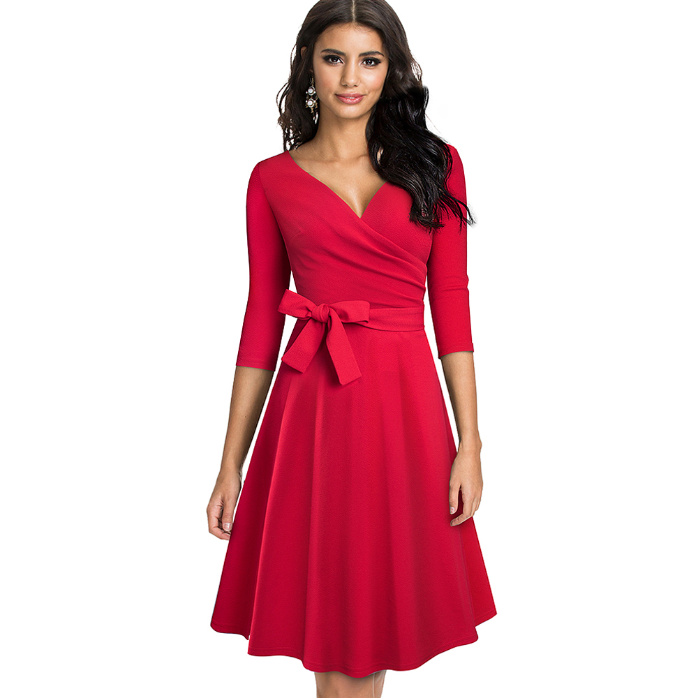 

2021nice-forever 2021 new spring pure color with sash retro dresses cocktail party flare swing women dress a240, Black;gray