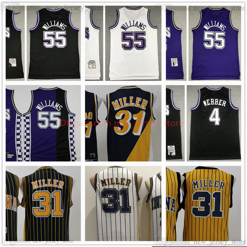 

Retro Baskeball 55 Jason 4 Chris Williams Webber Jersey 31 Reggie Stitched Miller Jerseys White Purple Yellow M&N Vintage Man S-XXL, Other jerseys. tell me on order