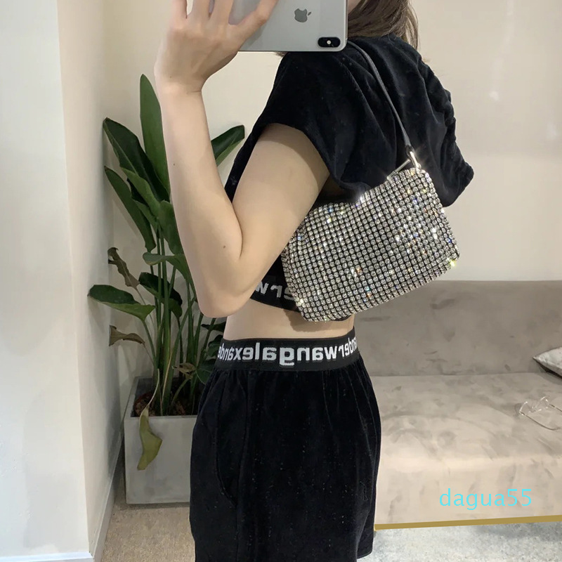 

2021 new aw king water drill bag ins cow leather full drill full drill small bag single shoulder handle bag, Diamond square