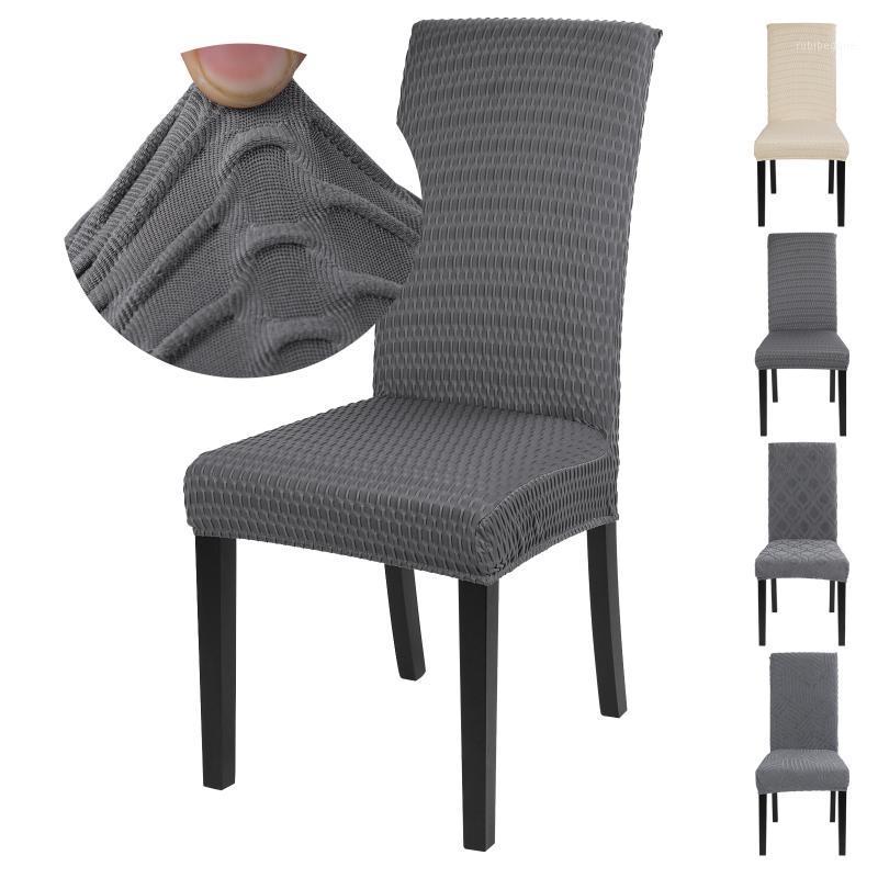 

Jacquard Thick Dining Room Chair Cover Elastic Stretch Slipcovers Seat Protector Dustproof For Wedding Banquet El Party Covers