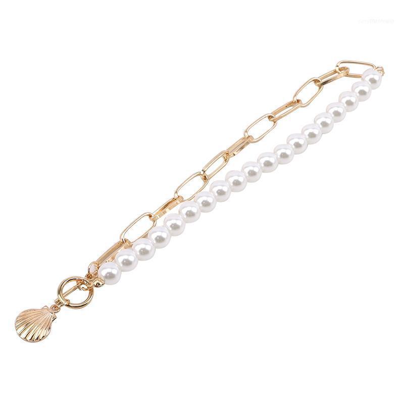 

Punk Imitation Pearl Choker Necklace Collar Statement Gold Color Shell Lasso Pendant For Women Jewelry1