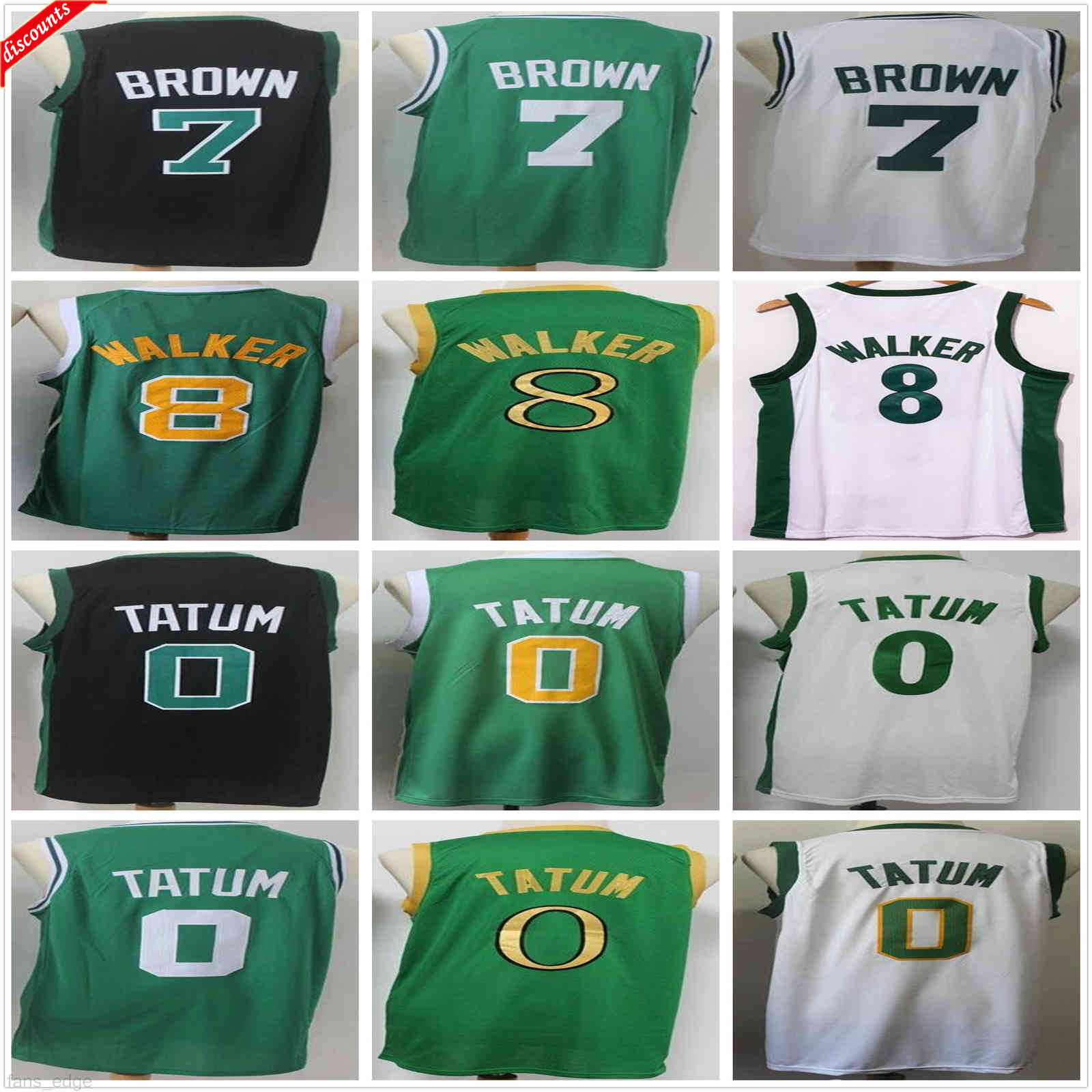 

NCAA College Jayson 0 Tatum Jersey Kemba 8 Walker Jaylen 7 Brown Green White Black Wholesale Cheap Mens Retro Vintage Basketball Jerseys