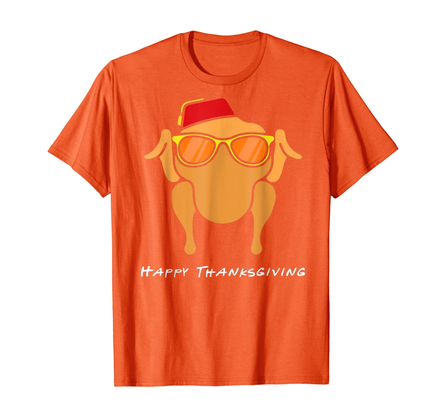 

Turkey Head Happy Thanksgiving Glasses red Hat Monica T-Shirt, White;black