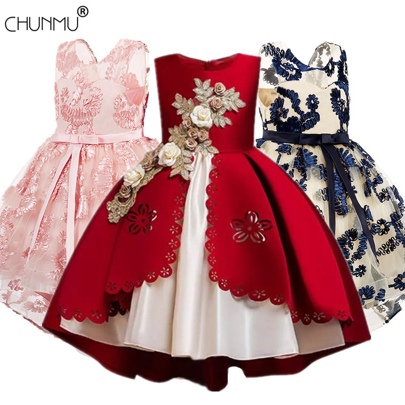 Girl&#039;s Flower Baby For Wedding Party Dresses Kids Princess Summer Dress Children Girls Clothing Age 2-10 Years C0228-image-692305138