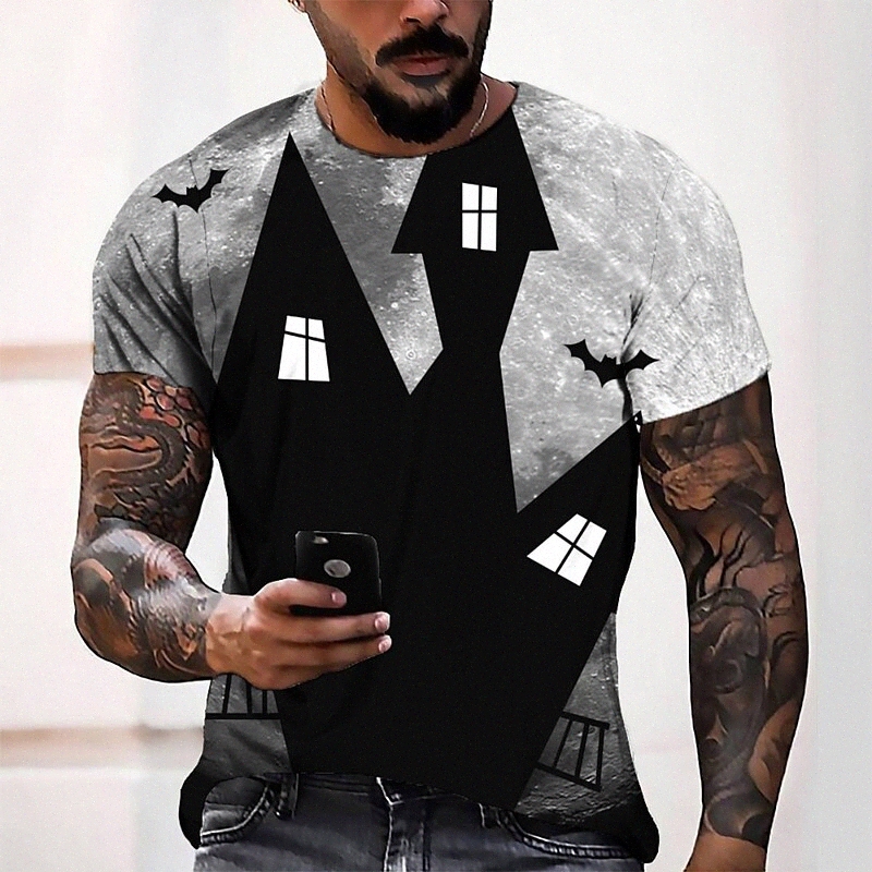 Men's Tee T shirt 3D Print Graphic Round Neck Casual Daily 3D Print Short Sleeve Tops Fashion Designer Cool Comfortable Black 39ia#