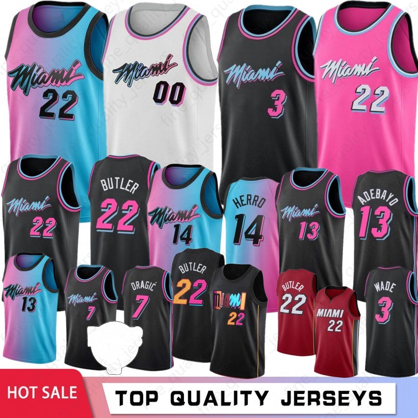 

Jimmy 22 Butler Men Basketball Jerseys Tyler 14 Herro 55 Dwyane 3 Wade 13 Adebayo 2021 Goran 7 Dragic Camisetas Stock S-XXL Jersey, Black
