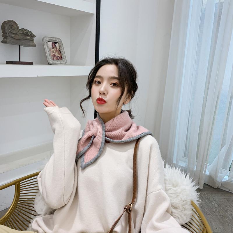 

Scarves Solid Color Triangle Cross Scarf Knitted Wool Korean Version Warm Multifunction