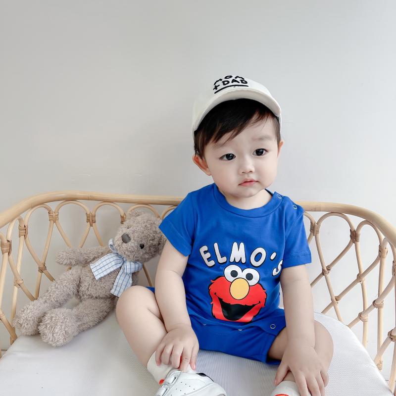 

Jumpsuits ELMO Short Sleeve Rompers Cotton Baby Jumpsuit Summer Cartoon Clothes For Borns Infant Things Girl Boys Clothing Costume, Blue