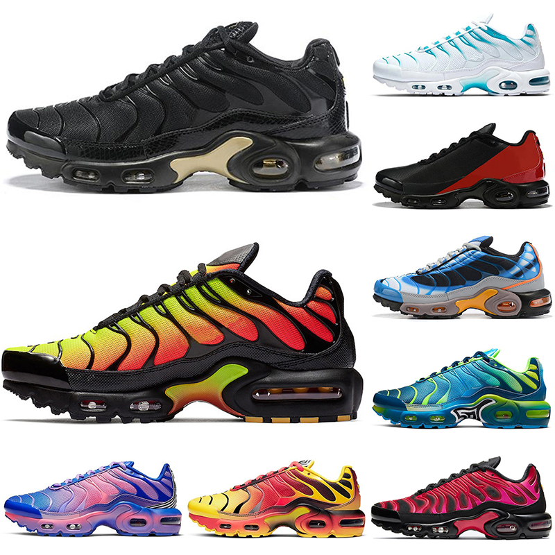 

SE TN Plus Running shoes men women triple white rainbow midnight navy black gold blue fury deluxe fire orange frequence pack sneakers trainers sports size 36-45, Triple red