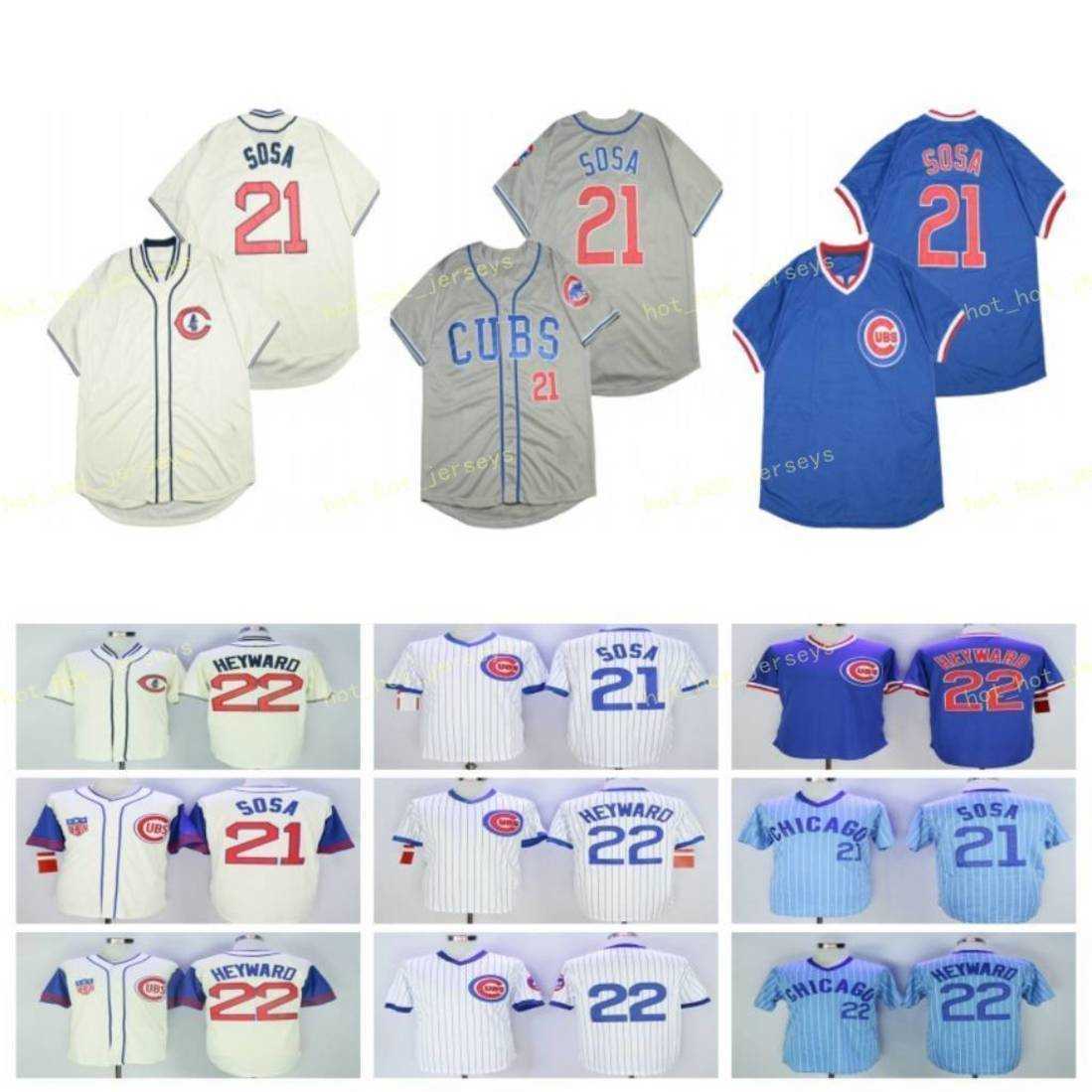 

Retired 22 Jason Heyward Baseball Jersey 21 Sammy Sosa 1929 Vintage Retro Cooperstown Mesh Stitched Pullover, Blue;black