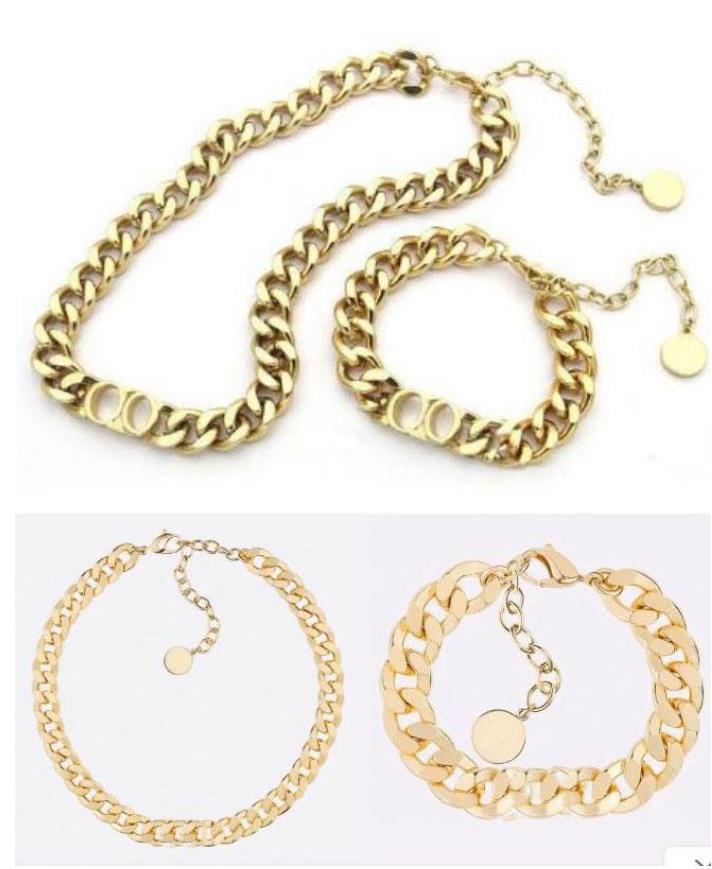 

Fashion stainless steel letter 14k gold cuban link chain necklace choker bracelet for mens and women lovers gift hip hop jewelry, Silver