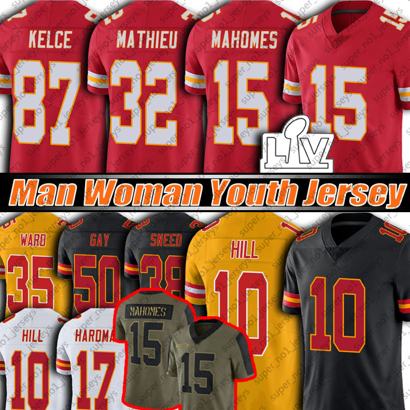 

15 Patrick Mahomes 87 Travis Kelce Tyreek Hill Jersey Tyrann Mathieu Chris Jones LJarius Sneed Football Jerseys Mecole Hardman Harrison Thomas Ward Butker Derrick, Man custom jersey (qz)