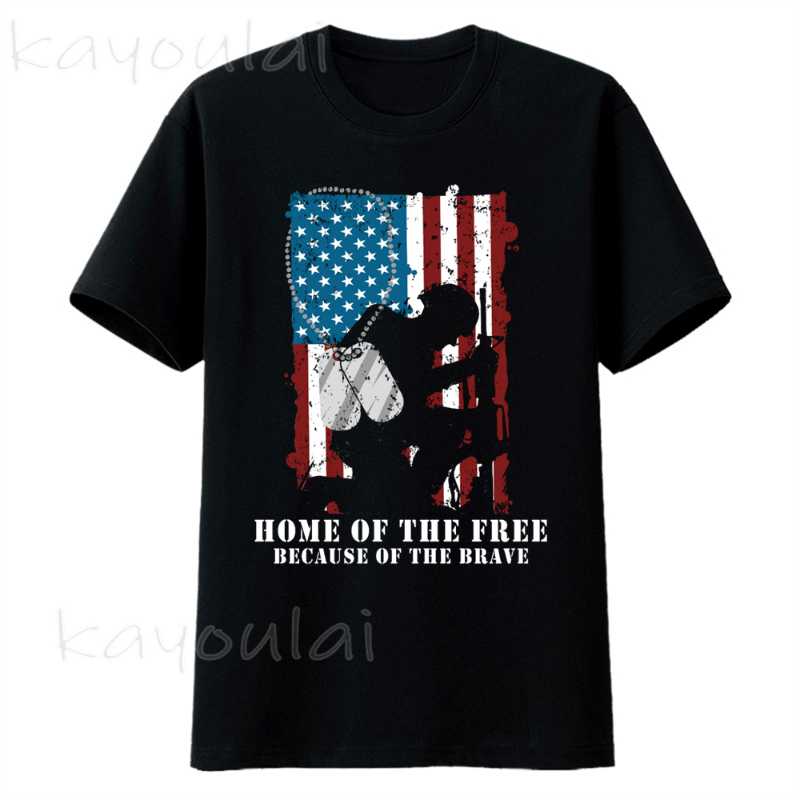 

Men's T-Shirts Arrival Harajuku Veterans Day USA Soldier Men Graphic T-shirt Summer O Neck Soft Cotton Custom Oversized Tshirt, White;black