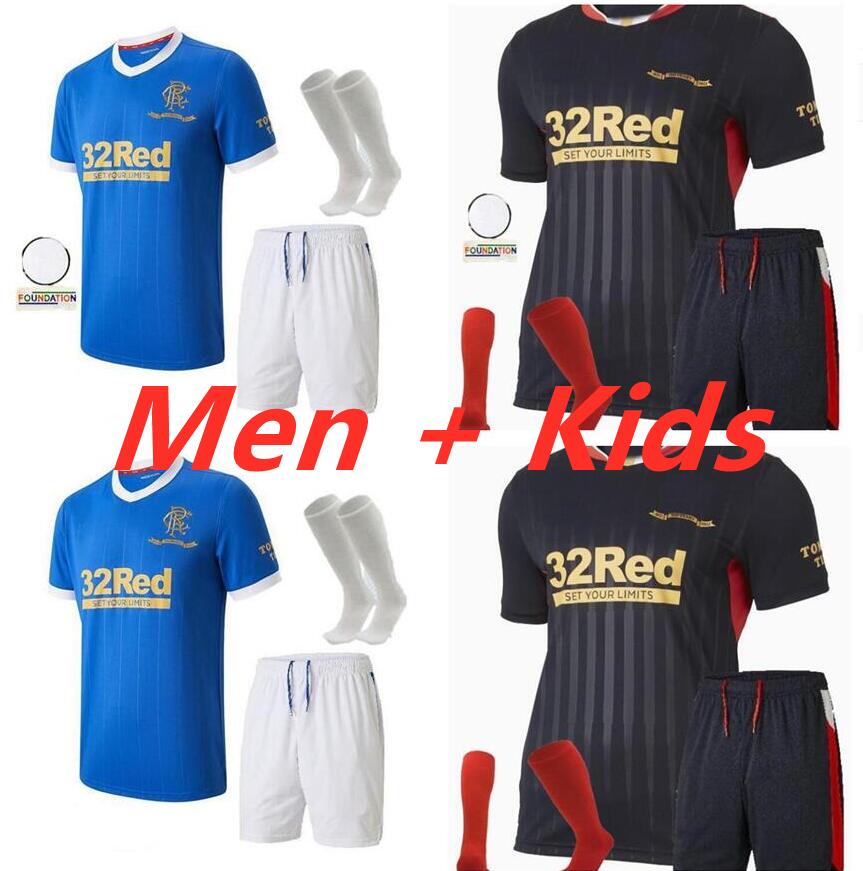 

Glasgow Rangers Champions 55 Version Soccer Jerseys 2021 2122 DEFOE MORELOS KENT ARIBO ARFIELD 21 22 Men Kids Kits football jersey, Black;yellow
