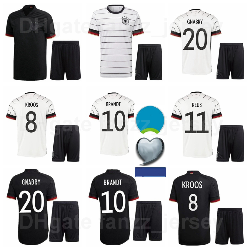 

2021 2022 Germany Soccer 14 Jamal Musiala Jersey Set 18 Leon Goretzka 9 Kevin Volland 25 Thomas Muller National Team Football Shirt Kits white black