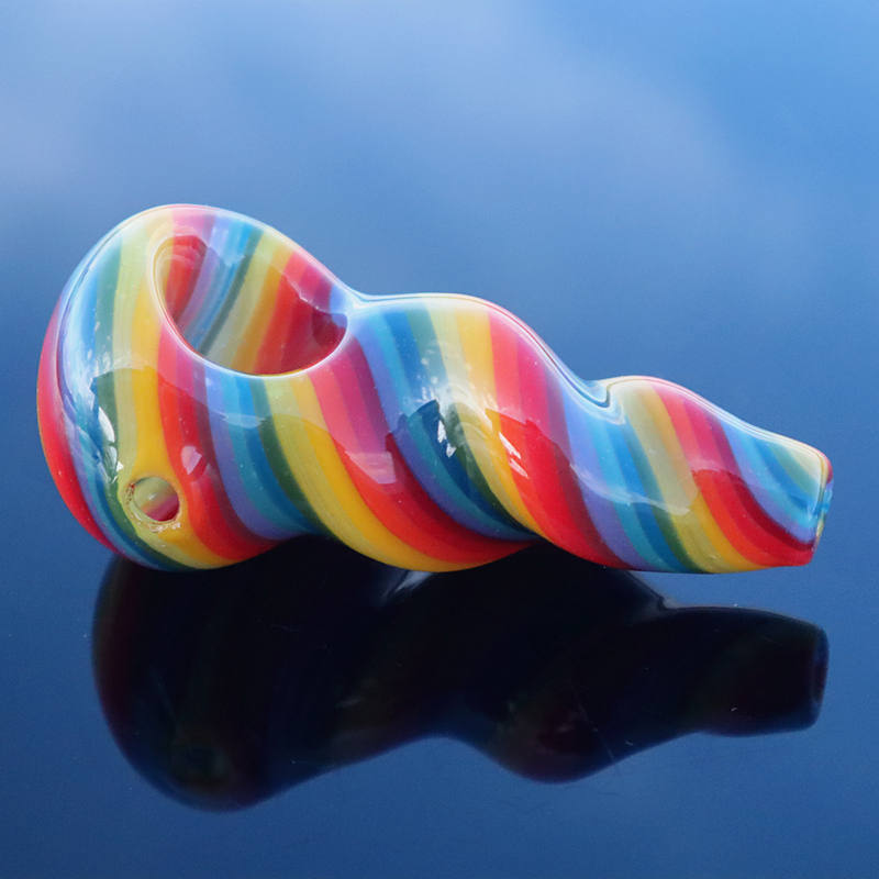 

3.5'' Colored rainbow stripe smoking glass sprial pipe
