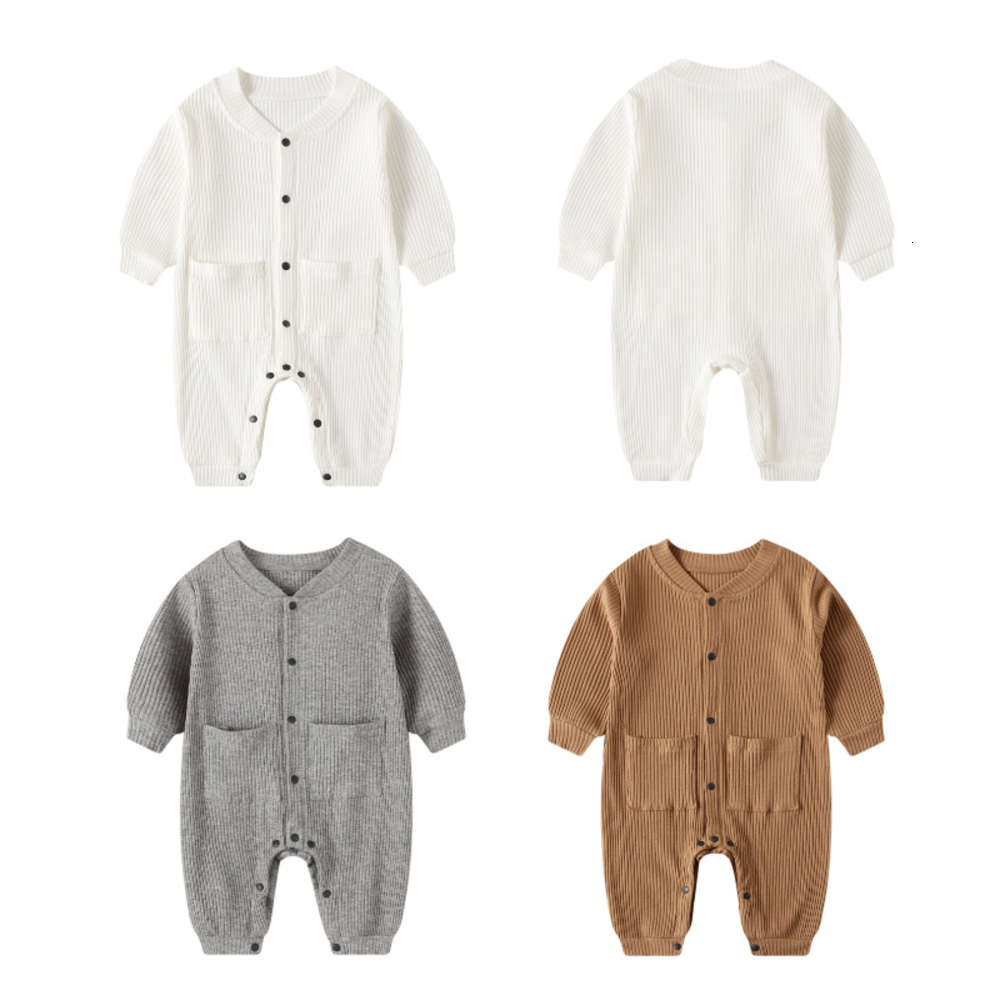 

Baby spring and autumn long sleeve one-piece clothes baby one year old summer thin pit strip cotton men's women's ha, White