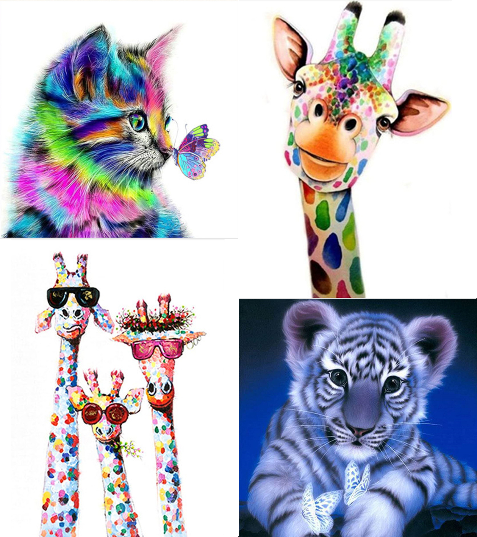 

4-Pack DIY Diamond Painting, 5D Shiny Resin Animal Art Paintings Kits for Adults and kids, Hanging on the Wall as Home Shop Office Decoration.