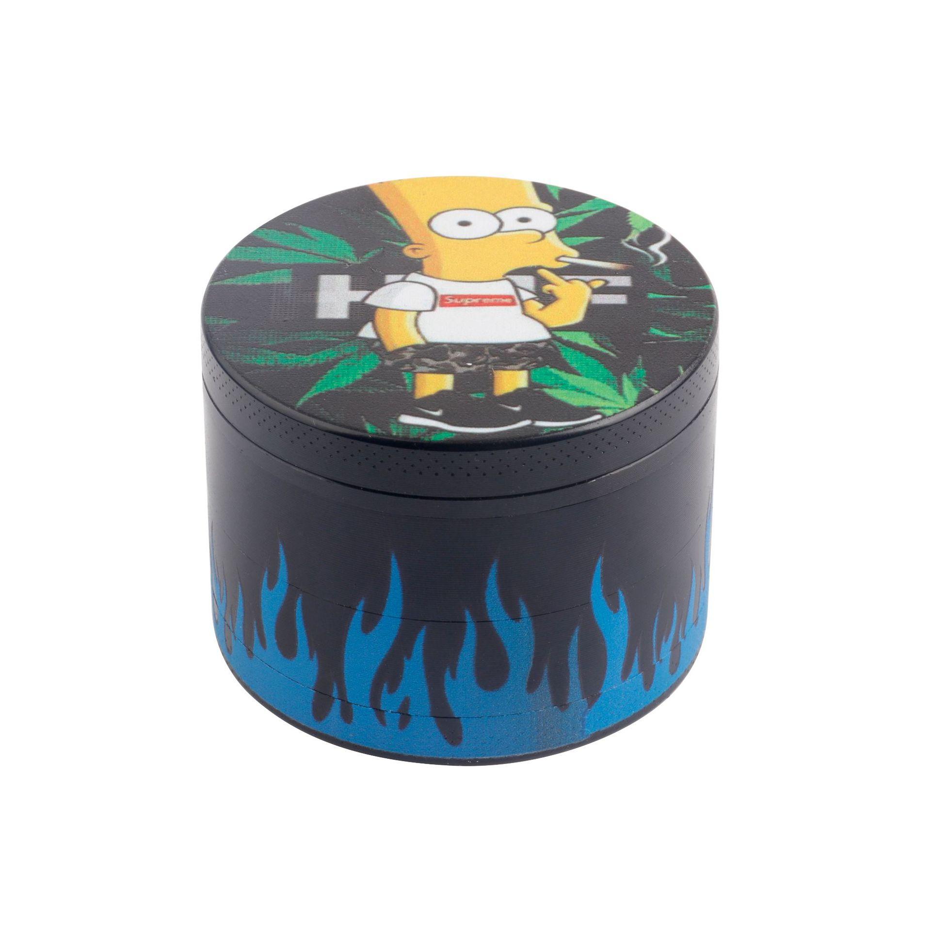 

Design Color printing cartoon metal smoking grinder 50mm flame shape simpson pattern smoke grinders