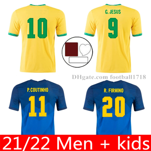 

2021 Camiseta de futbol PAQUETA NERES COUTINHO bRAZILS football shirt FIRMINO JESUS soccer jersey MARCELO PELE brasil 20 21 maillot de foot, Kids size home