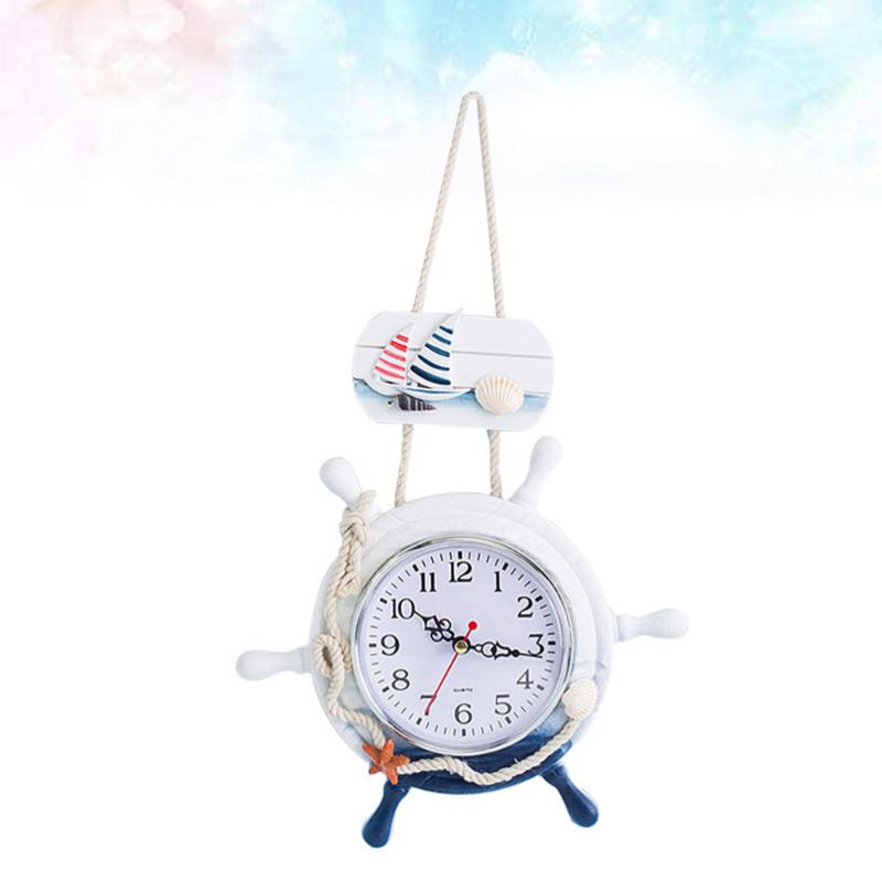

Mediterranean Style Hanging Clock Helmsman Little Wall Decorating Ornaments Decoration Clocks
