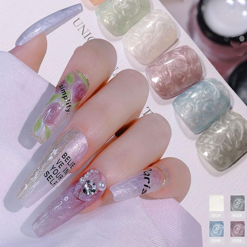 

Nail Gel Shell Thread Semi-Permanent Varnish UV Fashion Shiny Pearl DIY Aurora Polish For Manicure Tools, Red;pink